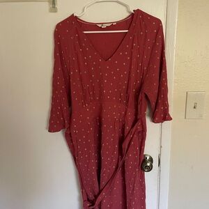 Boden Red Wrap Sundress with Flutter Sleeves